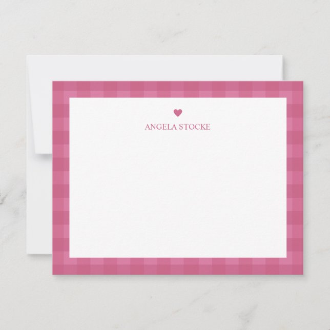 Personalised Name Pink Heart Note Card (Front)