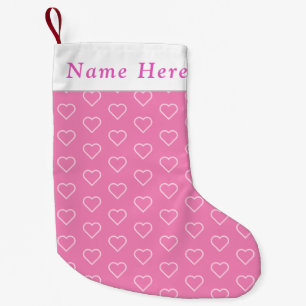 Personalised Name Pink Hearts Christmas Stocking