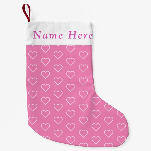 Personalised Name Pink Hearts Christmas Stocking (Front)
