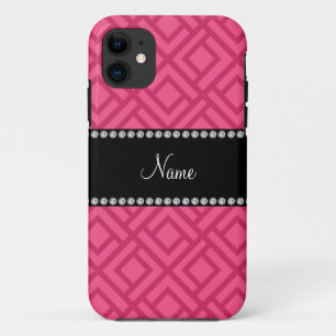 Personalised name pink interlocking triangles iPhone 11 case