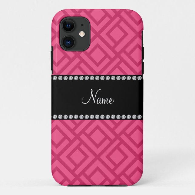 Personalised name pink interlocking triangles Case-Mate iPhone case (Back)
