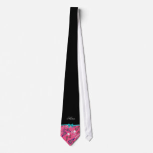 Personalised name pink lacrosse turquoise bow tie