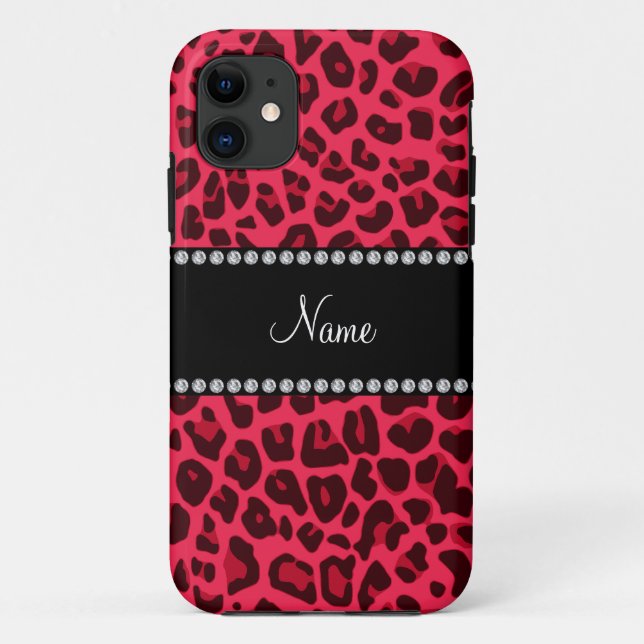 Personalised name pink leopard pattern Case-Mate iPhone case (Back)