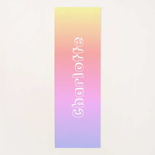 Personalised Name Pink Lilac Yellow Sunset Colours Yoga Mat (Front)