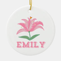 Personalised name pink lily flower baby