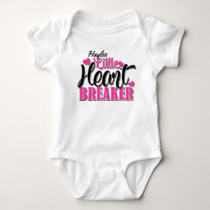 Personalised NAME Pink Little Heart Breaker Baby Bodysuit