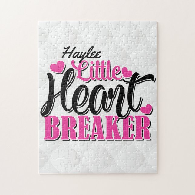 Personalised NAME Pink Little Heart Breaker Jigsaw Puzzle (Vertical)