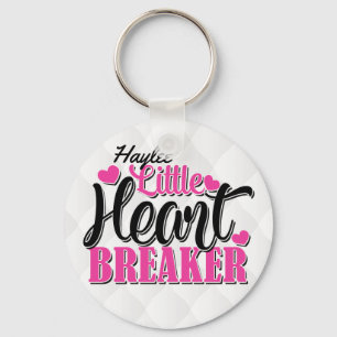 Personalised NAME Pink Little Heart Breaker Key Ring