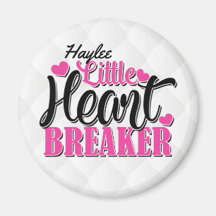 Personalised NAME Pink Little Heart Breaker Magnet