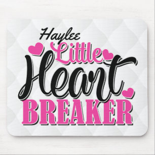 Personalised NAME Pink Little Heart Breaker Mouse Mat