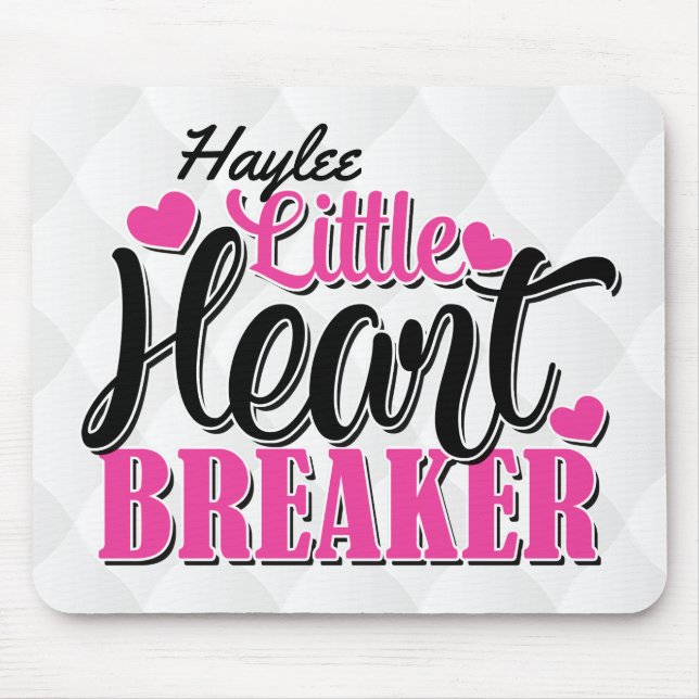 Personalised NAME Pink Little Heart Breaker Mouse Mat (Front)