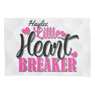 Personalised NAME Pink Little Heart Breaker Pillowcase