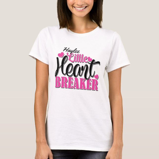 Personalised NAME Pink Little Heart Breaker T-Shirt (Front)