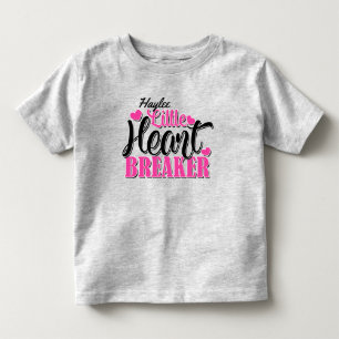 Personalised NAME Pink Little Heart Breaker Toddler T-Shirt