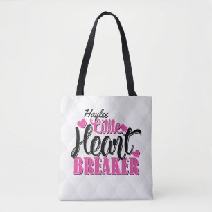 Personalised NAME Pink Little Heart Breaker Tote Bag