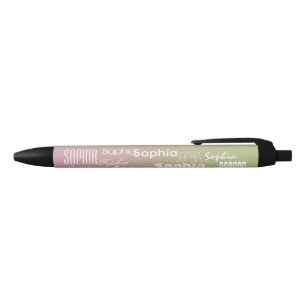 Personalised Name Pink Mint ombre Black Ink Pen