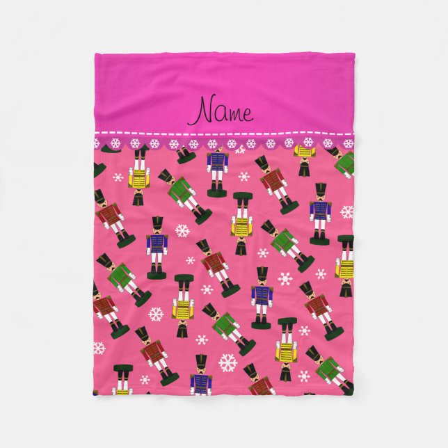 Personalised name pink nutcrackers fleece blanket (Front)