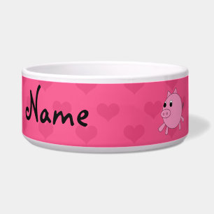 Personalised name pink pig hearts