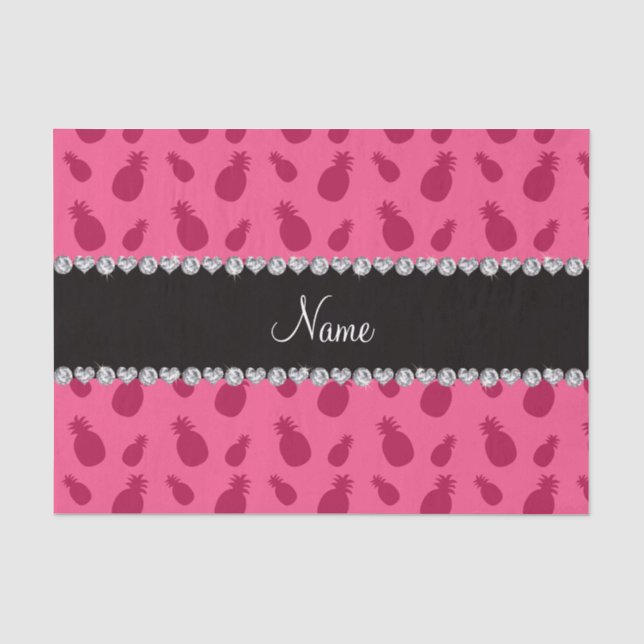 Personalised name pink pineapple pattern tissue paper (Front)