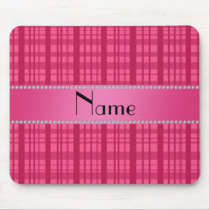 Personalised name pink plaid pattern mouse mat