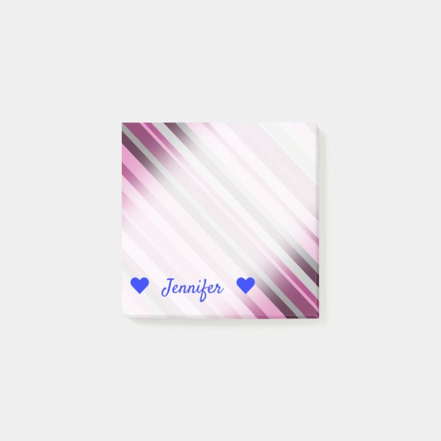 Personalised Name + Pink/Purple/Grey Stripes Notes (Front)