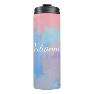 Personalised Name Pink Purple Pastel Watercolor Thermal Tumbler