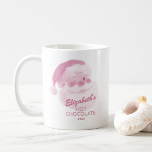 Personalised Name Pink Santa Holiday Hot Chocolate Coffee Mug