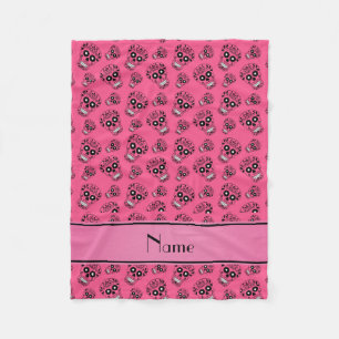 Personalised name pink sugar skulls fleece blanket