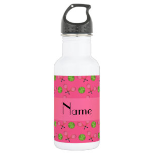 Personalised name pink tennis balls 532 ml water bottle