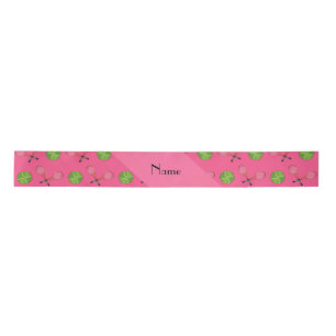 Personalised name pink tennis balls satin ribbon