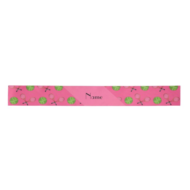 Personalised name pink tennis balls satin ribbon (Front)