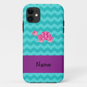 Personalised name pink turtle iPhone 11 case