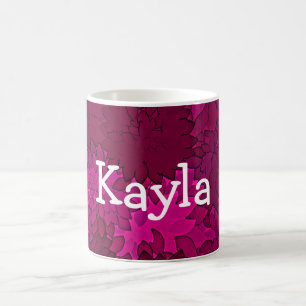 Personalised Name Pink & White Dahlia Flower Coffee Mug