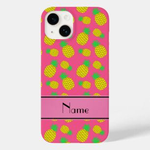 Personalised name pink yellow pineapples Case-Mate iPhone 14 case