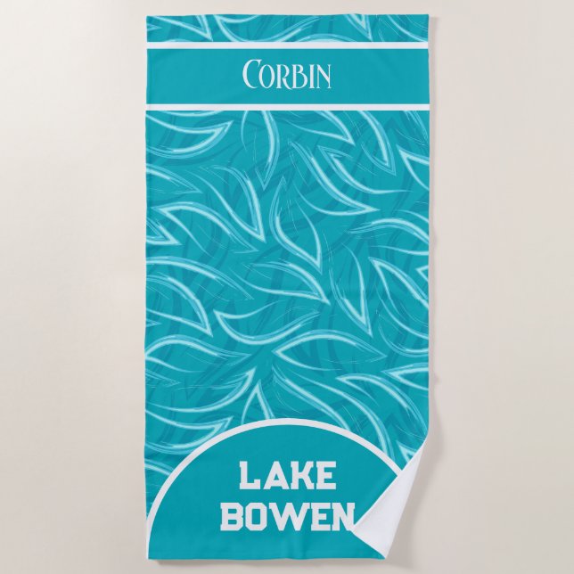Personalised Name & Place Lake/Beach Towel (Front)