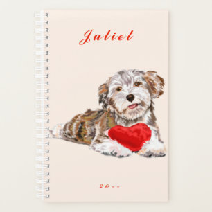 Personalised Name Planner Dog Heart Love