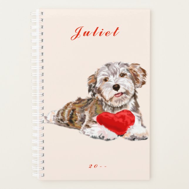 Personalised Name Planner Dog Heart Love (Front)