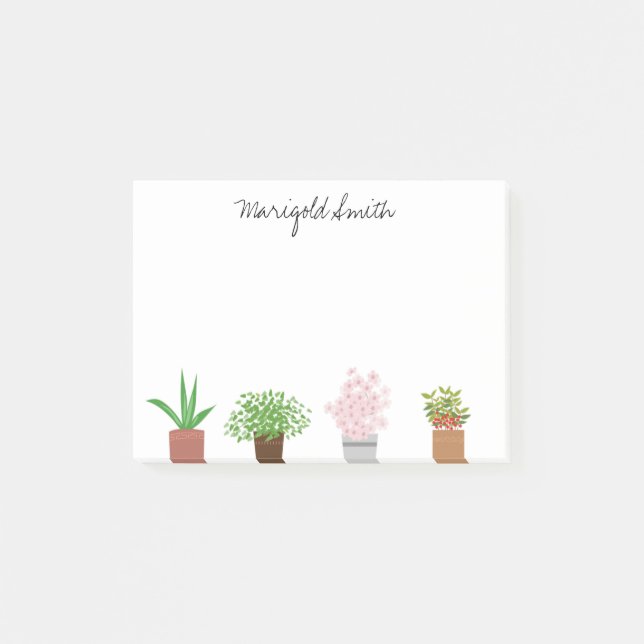 Personalised Name  Plant Lover Botanical  Post-it Notes (Front)