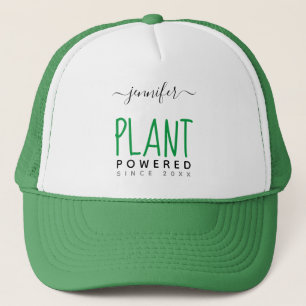Personalised Name Plant Powered Vegan Vegetarian Trucker Hat