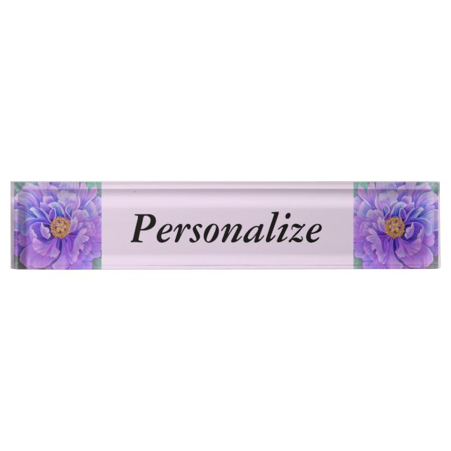 Personalised Name Plate w/ Clock Option - Peony (Front)