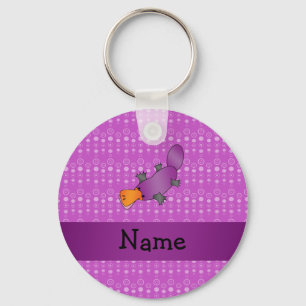 Personalised name platypus purple bubbles key ring