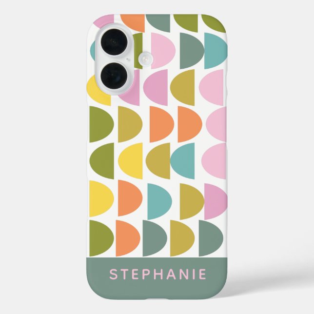 Personalised Name Playful Pastel Retro Geometric  Case-Mate iPhone Case (Back)