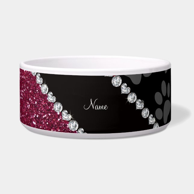 Personalised name plum purple glitter black paws (Front)