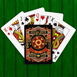 personalised Name Poker Club Game Retro Playing Cards