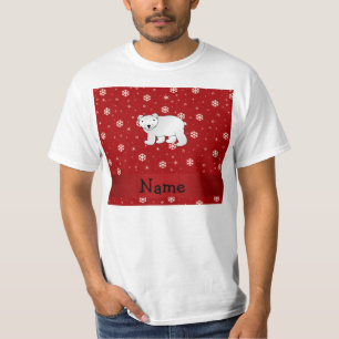Personalised name polar bear red snowflakes T-Shirt