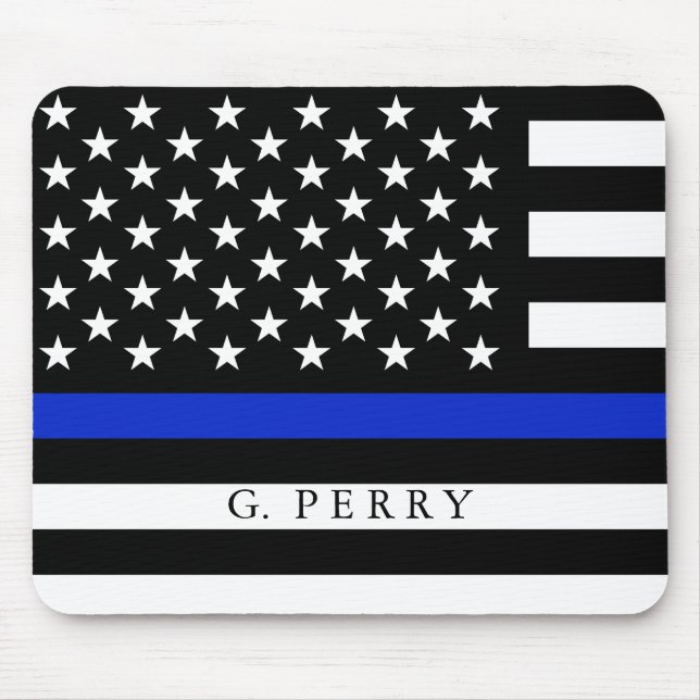 Personalised Name Police Flag Mouse Mat (Front)