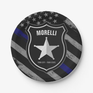 Personalised NAME Police Officer Sheriff Cop Flag Paper Plate