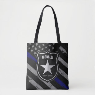 Personalised NAME Police Officer Sheriff Cop Flag Tote Bag