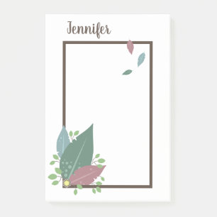 Personalised name post it notes in feather frame