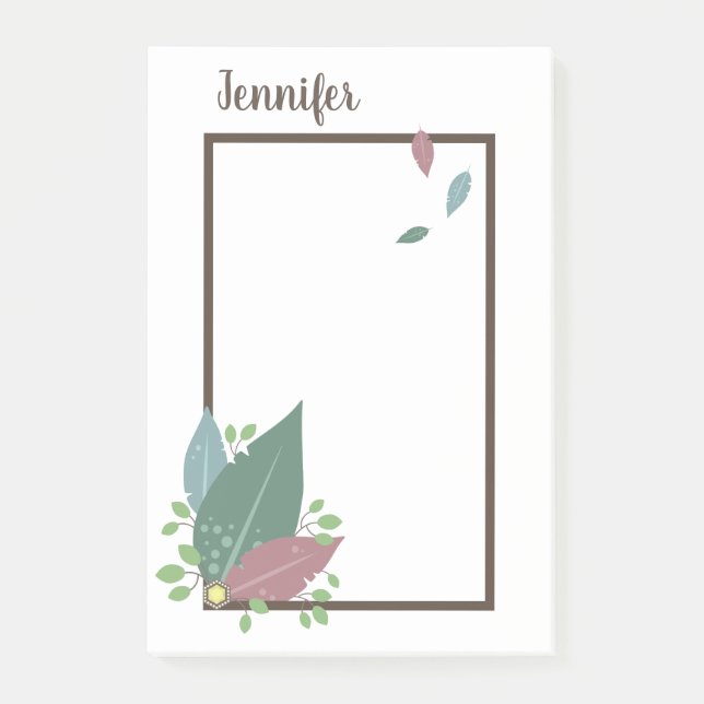 Personalised name post it notes in feather frame (Front)